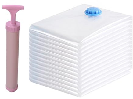 EPIGEIST Lot de 5 set de Paquet de Rangement sous Vide Transparents 40 X 50 CM Compression Pompe Manuelle Incluse Organisateur Gain de Place pour Vêtements et Textiles Couleur Aléatoire