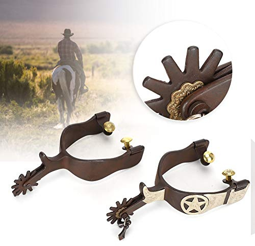 Yctze Eleganta Handgjorda Cowboystövelsporrar med Lågt Kolstål med Silverdekoration Ridsporttävling, Träning och Dressyr - Svarta Sporrar i Rostfritt Stål Förbättrad Kommunikation