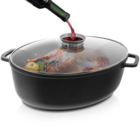 orion group Granit-Bräter mit Deckel, ovaler Schwanenhals, Grande 12 l | 43,5 x 33,5 cm