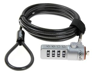 Rocstor Y10C132-B1 Rocbolt - Candado de cable de combinación de 4 dígitos, 6 pies, para laptop, computadora de escritorio, monitor, estación de acoplamiento, combinación reiniciable, color negro