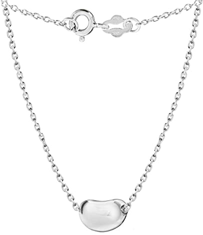 Tuscany Silver Women's Sterling Silver Coffee Bean on Trace Chain Necklace of Length 41 cm/16 Inch