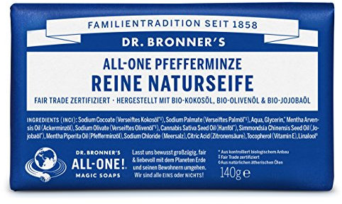 Dr Bronner's Saponetta alla menta piperita Pure-Castiglia 140 gr