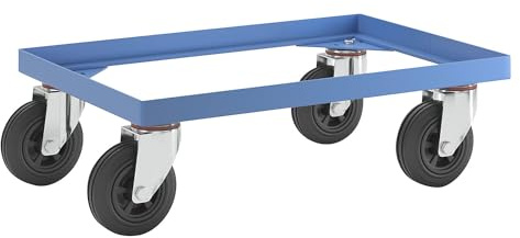 eurokraft pro | Fahrgestell aus Stahl | Mit Vollgummireifen, Tragfähigkeit 250 kg, Ladefläche 610 x 410 mm