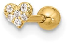 3,98 mm 14 Karat Gold Zirkonia Kunstdiamant Liebe Herz Anhänger Halskette Labret Gesicht Schmuck Geschenke für Frauen, Metall, Zirkonia
