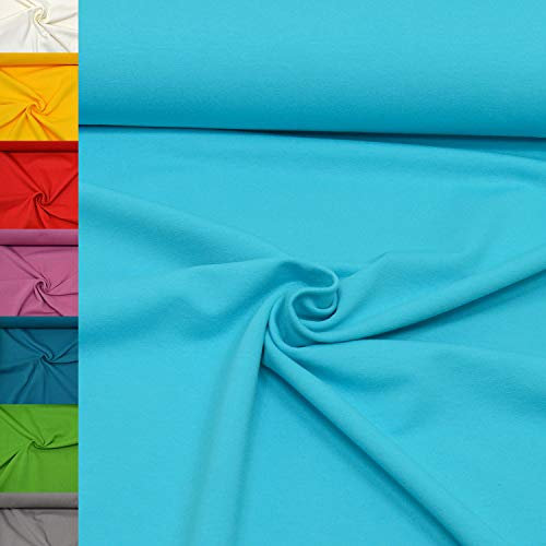 MAGAM-Stoffe Hanno French Terry Uni Sweat Stoff Oeko-Tex Meterware 50cm (09. Türkis)