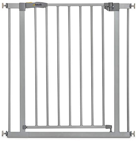 hauck Treppenschutzgitter / Türschutzgitter Stop N Safe 2 (Basisgitter ohne Verlängerung), für Breiten 75 - 80 cm, ohne Bohren, Einhändiges Öffnen, Beidseitig Schwenkbar, Metall (Silver)