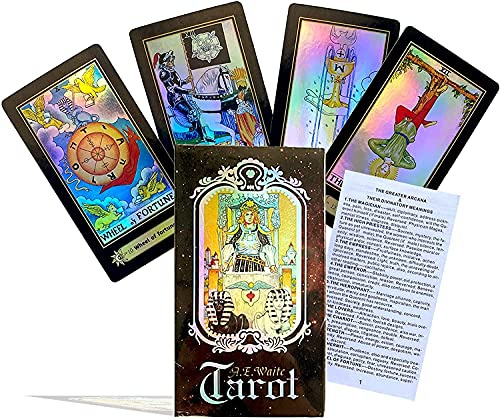 Linian 78 st tarotkort set, ryttare väntetid förmögenhetsberättande tarotkort för tarotkortdäck, tarotdäck med guidebok holografiska tarotkort för nybörjare