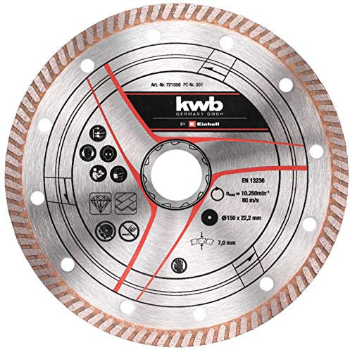 kwb by Einhell Diamant Trennscheibe Winkelschleifer-Zubehör (Ø 150 x 1,6 x 22,23 mm, max. 12 250 min-1, extra dünn für wenig Materialverlust)