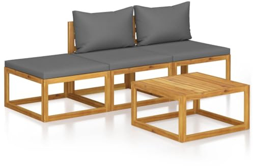 vidaXL 4-TLG. Garten-Lounge-Set mit Auflagen Massivholz Akazie
