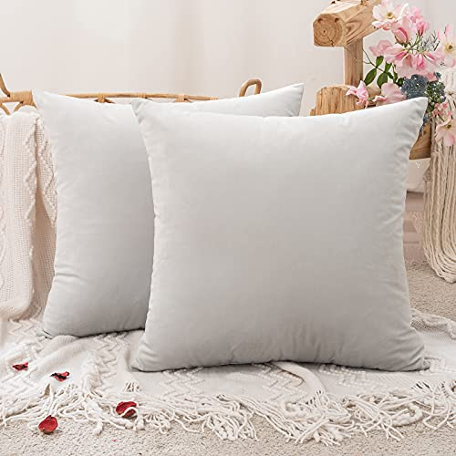 MIULEE 2er Set Kissenbezug 40x40 cm samtkissen couchkissen Grauweiß