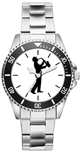 KIESENBERG Herrenuhr Saxophon Saxophonspieler Fan Armbanduhr Geschenk Analog Quartz Metallband Uhr 21137
