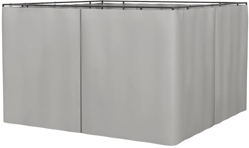 Outsunny 4 Pack Replacement Gazebo Curtains Privacy Panel for Most 3 x 3m Gazebo Canopy Pavillion Outdoor Shelter Sidewalls Accessories Light Grey