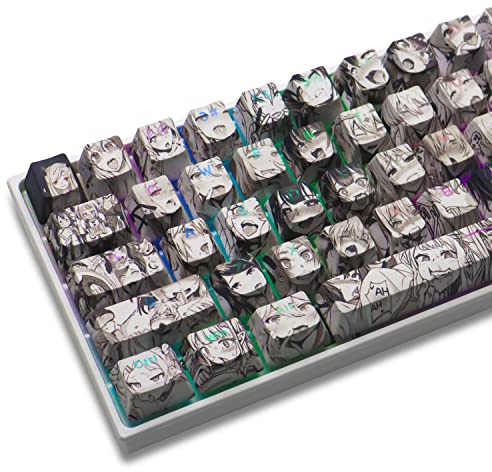 GMKWTL PBT Anime Keycaps - 108 Keys, XVX Japanese Custom Backlit Keycaps, OEM Profile for 61/87/104/108 Cherry Gateron MX Switches Mechanical Keyboard (Black Anime)