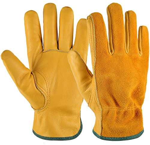 EINSKEY Gardening Gloves for Men Women, Tough Thorn Proof Leather Safety Work Gloves, Heavy Duty Rigger Protective Gloves with Strong Grip for Garden Yard Mechanic Welding