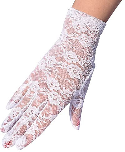 LUMoony Kurze Spitzenhandschuhe 1 Paar Party Handschuhe Braut Hochzeit Spitze Handschuhe Netz Mesh Gloves Damen Mädchen Party Hochzeit Teeparty Abschlussball Bekleidungs Zubehör Spitzenhandschuhe