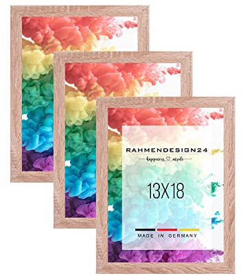 Rahmendesign24 3er Set Bilderrahmen Collage Milano 13x18 Sonoma Eiche Fotorahmen, Wechselrahmen, Posterrahmen, Puzzlerahmen