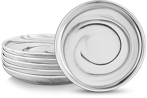 MALACASA, Series REG, Dinner Plates Set of 6, 8.5'' Porcelain Salad Pasta Bowl, Marble Grey Serving Plates for Appetizer, Pasta, Soup, Fruit, Microwave Dishwasher Safe