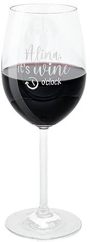 Personalisiertes Weinglas mit Gravur | Spülmaschinenfestes Glas für Rotwein | Geschenke für Frauen zum Geburtstag oder Weihnachten | Geschenkidee Geburtstagsgeschenk | Wine O'Clock