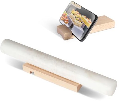 Koville Mattarello francese in marmo naturale africano, 40,6 cm, antiaderente, per la cottura, rullo per pasta, gnocchi, fondente, torta, pane, pizza, utensili da cucina (Namib Fantasy)