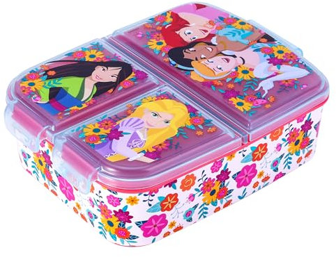 Zawadi Global Disney Princess Kids Kids - Contenitore rettangolare multi scomparto per la scuola, i viaggi, il pranzo, per il pranzo, panino, senza BPA, 91113