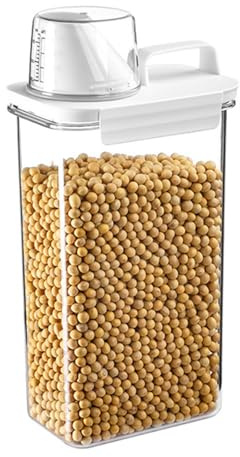 soulnioi Cereal Storage Container, Rice Storage Container Airtight Dry Food Storage Tank with Measuring Cup Plastic Kitchen Cereal Dispenser or Flour, Pet Food, Sugar Storage - 2300ML