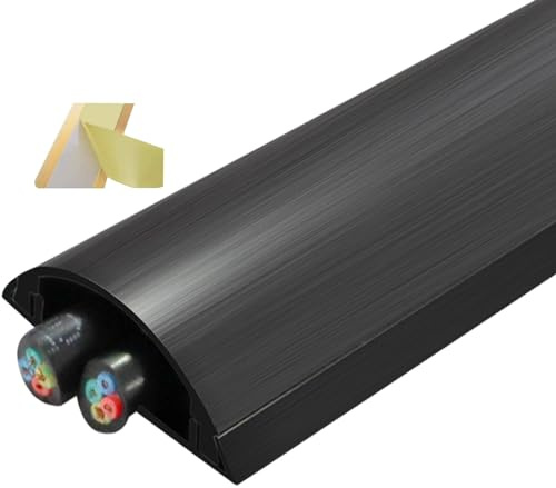 Passacavi Copricavo Autoadesivo In Lega Di Alluminio, Protezione Per Cavi Da Pavimento, Canali Di Copertura Per Cavi Metallici Semitondi Per Casa Ufficio , Lunghezza 1m/3.3ft ( Size : Black-NO.4-W-40m