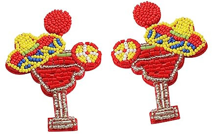 GALPADA Fashion Drop Dangle Earrings for Women Sparkly Wine Glass Clip Earrings Statement Jewelry for Parties