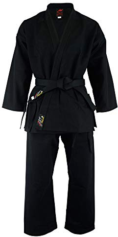 Vuxna karate premium svart tung professionell uniform – 14 oz, Svart, 4/170cm