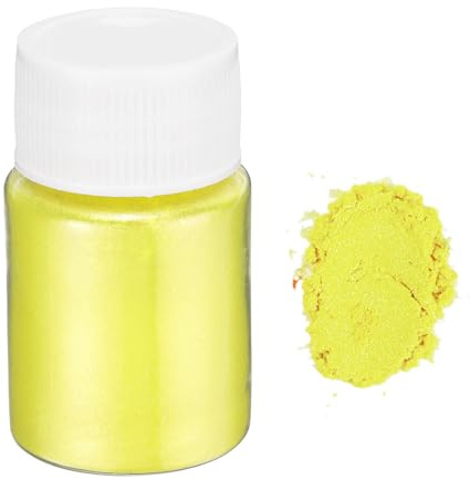 QUARKZMAN Mica Pulver 15g Glimmerpulver Natürliches Epoxidharz Pigmentpulver für Seifenfarbe, DIY Nagellack, Gießharz, Autolack, Farbstoffe, DIY-Kunst und Handwerk, leuchtendes Gelb