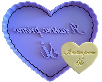 Tagliabiscotti.it - Cookies Cutter Cuore il nostro primo si - Matrimonio - Fidanzamento - Cookies Cutter - Formina per Biscotti e PDZ - Stampo + Cutter - 7cm x 8,5cm