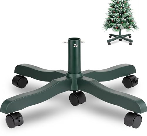 Base per Albero di Natale: Supporto base Piede Albero Natale Regolabile con Ruote Piedistallo Alzata Albero di Natale Finto Christmas Tree Stand Artificial - Fino a 2 m Diametro 1.8-3.5 cm Right Verde