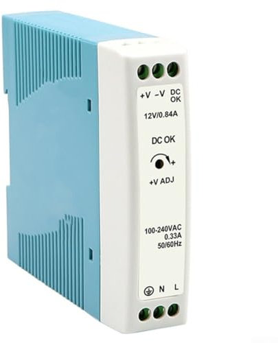 Fuente de alimentación de riel DIN Transformador de 12 V, convierte la alimentación de CA (100-240 VAC) en alimentación CC estable (12 VDC), con función de autodetección sin conexión