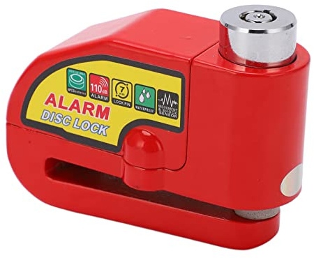 Tbest Blocco Freno a Disco, Blocco Freno Moto Antifurto Blocco Disco Allarme Moto Elettrico con Suono di Allarme 110 Db per Scooter Moto (Rosso)