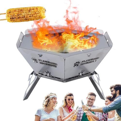 Barbecue a carbonella, braciere con riscaldamento esterno, barbecue esagonale da campeggio, robusto braciere, barbecue, stufa a legna per cucinare all'aperto, falò, terrazza, cortile