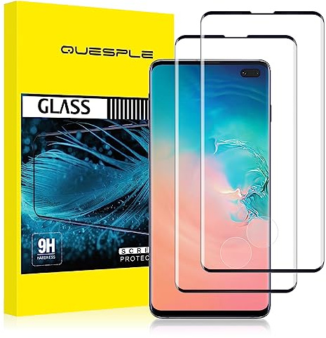 QUESPLE [2 Stück] Panzerglas Schutzfolie für Samsung Galaxy S10 Plus, Anti-Kratzen, Ultra-klar, Anti-Bläschen, Fingerabdruck-ID Gehärtetem Glas Displayschutzfolie für Galaxy S10 Plus