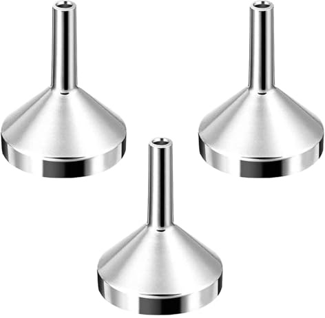 Uzndq 3 Stück Mini Trichter, Aluminium, Silber, FUNNEL, Für Flaschen, Küche, Kosmetik Und Flüssigkeiten