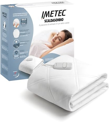 Imetec Scaldasonno Adapto Advanced Maxi Singolo - Programmabile con Alexa, Connettività Wi-Fi e Controllo Vocale, 4 Programmi Esclusivi - 9 Temperature, Riscaldamento Rapido e Bassi Consumi, 195x90cm