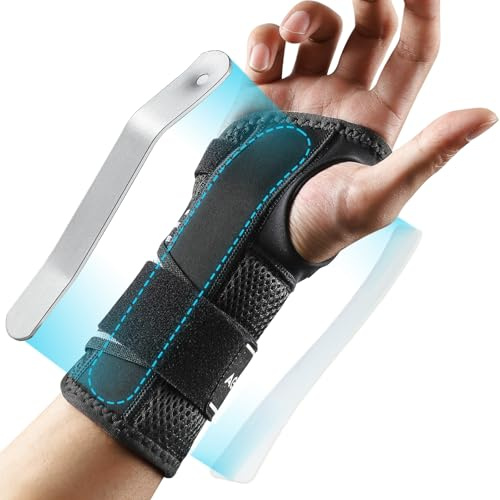 AGPTEK Muñequera Tendinitis para Nocturna Oficina y Día Soporte, Alivio Síndrome del Túnel Carpiano, Embarazo y Postoperatorio - Soporte Ergonómico con Férulas de Aluminio, Ajuste Seguro