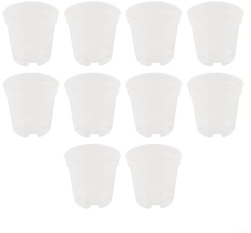 Clear Plastic Plant Pots Set of 10 - Transparent Nursery Containers with Drainage Holes for Indoor Outdoor Plants, Orchids, Succulents, Herbs - Lightweight Breathable(3 inches)