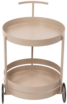UHDUIG Chariot de service rond à 2 niveaux avec roues - Support avant - Capacité de charge de chaque niveau - 10 kg - Pour salon, salle à manger, cuisine, café (rose)