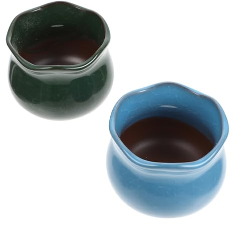 TOYANDONA 2piezas Macetas De Cerámica Decorativas para Interior Contenedores Creativos Azul y Verde Oscuro Jardineras Compactas para Suculentas y Cactus para Oficina y Balcón