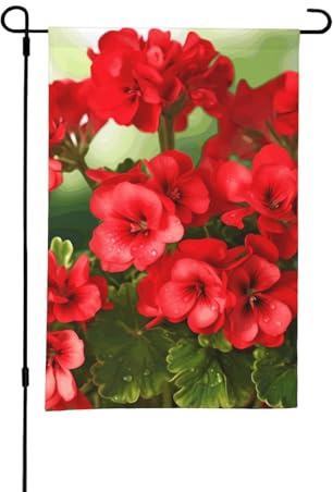 Gartenflagge, doppelseitig, 30 x 45 cm, kleine Hofflaggen für Außendekorationen, saisonale rote Geranien, Gartenflaggen, dekoratives Outdoor-Banner, Willkommensflagge für Hof, Rasen, Terrasse