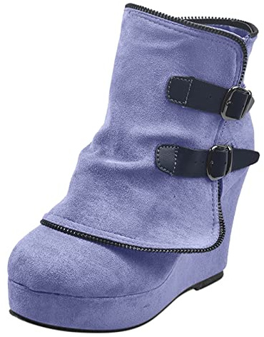 Generisch Botines con tacón de cuña y ancho ancho botines mujer botines con cuña tacones altos botines tobillo botas de invierno botas de nieve botines tobillo zapatos, verde oscuro, 37 EU