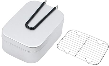 Folpus Boîte à Déjeuner Camping Aluminium avec Panier Vapeur Acier et Poignée Pliable Récipient Étanche Léger Pratique Facile à Transporter Adaptée Au Pique-, 1000 ML