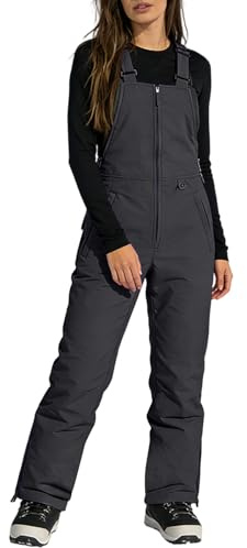 Homme & Femme Pantalon De Ski/Snowboard Softshell Imperméable Thermique Étanche Vent Salopette De Snow Hiver pour Randonnée Amovibles De Montagne Neige Escalade Noir 4XL