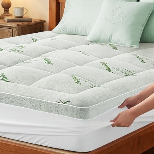 Sobrecolchón de Fibra de Bambú 90x200cm, Topper Colchón 1000g/㎡