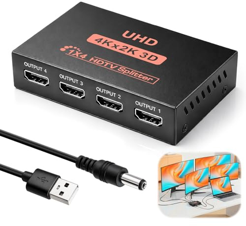Splitter HDMI 4K 1 ingång 4 utgångar EDID HDCP HDR 3D Splitter 4 utgångar för PC Laptop HDTV Projektor