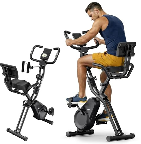TREX SPORT Heimtrainer Fahrrad klappbar TRIBER bis 120kg 10 Stufen mit App | TX-390XB Hometrainer Fahrrad mit 10 Widerstandsstufen, 7 Sitzhöhen, Ergometer, Schwarz