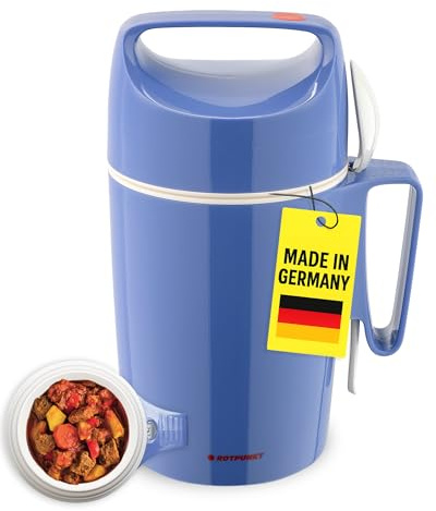 ROTPUNKT Thermobehälter für Essen 850 ml inkl. Löffel – Thermo Lunchbox Heiß & Kalt I Made in Germany I Hochwertiger Thermo Essensbehälter (Dirk 850, Royal)