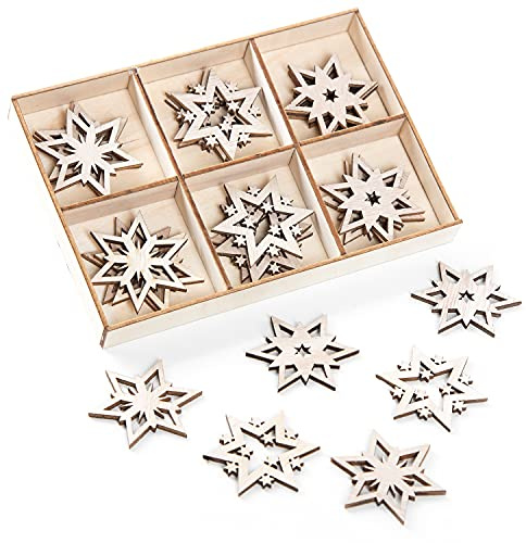 Logbuch-Verlag 24 kleine Holzsterne Natur braun 4,3 cm - Sterne als Streudeko Tischdeko Bastelzubehör Weihnachten